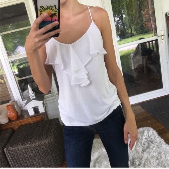 white ruffle cami